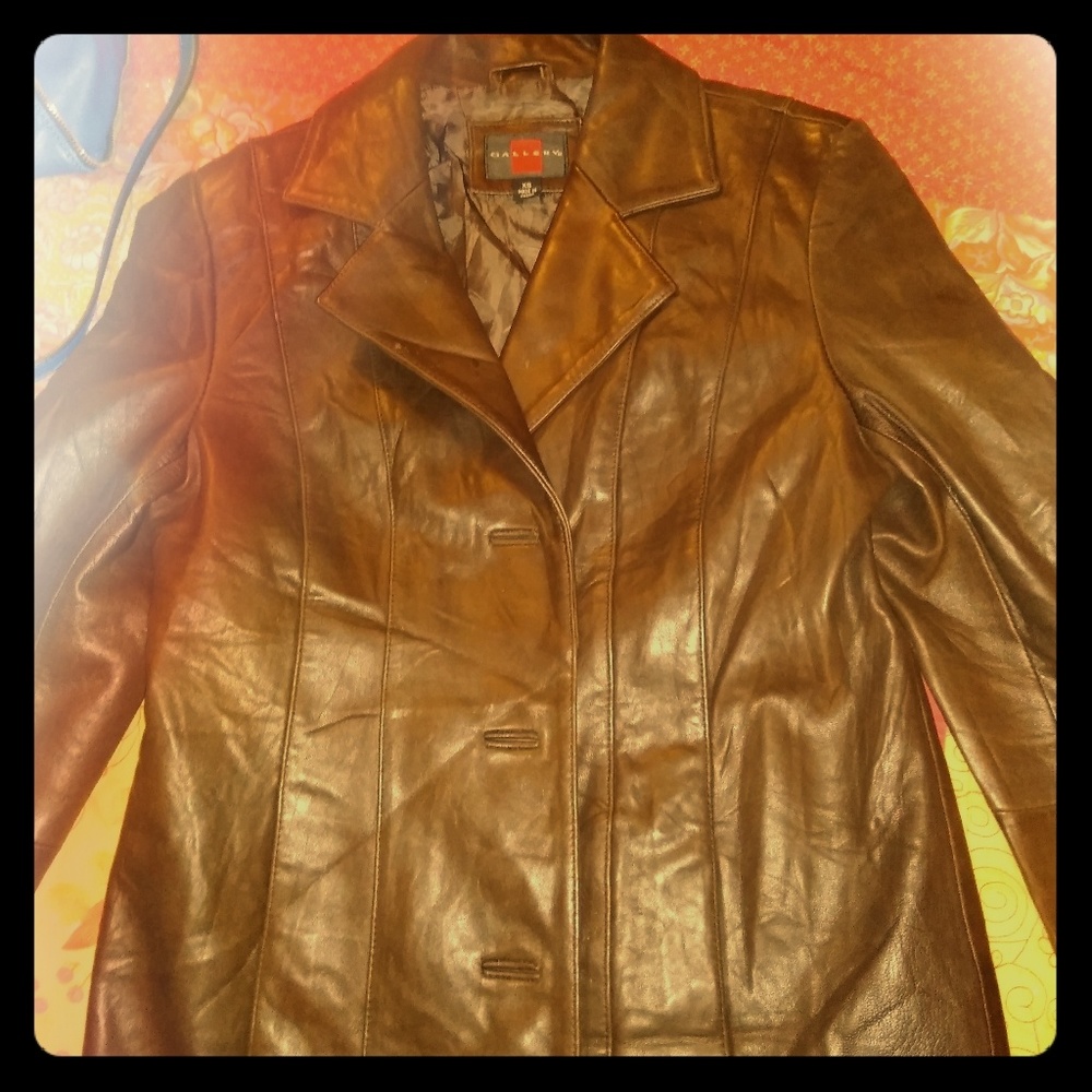 Gallery soft leather coat dark brown
